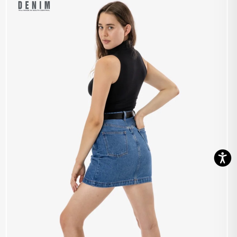 Los Angeles Apparel Dark Medium Wash Denim Mini Skirt XS Brand New